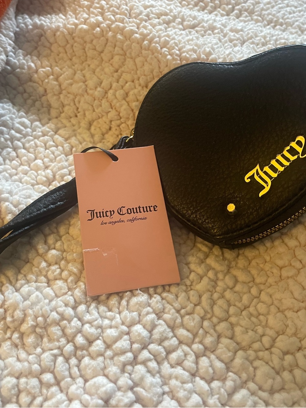 NWT Juicy Couture Black Heart Coin Wristlet with Gold Hardware